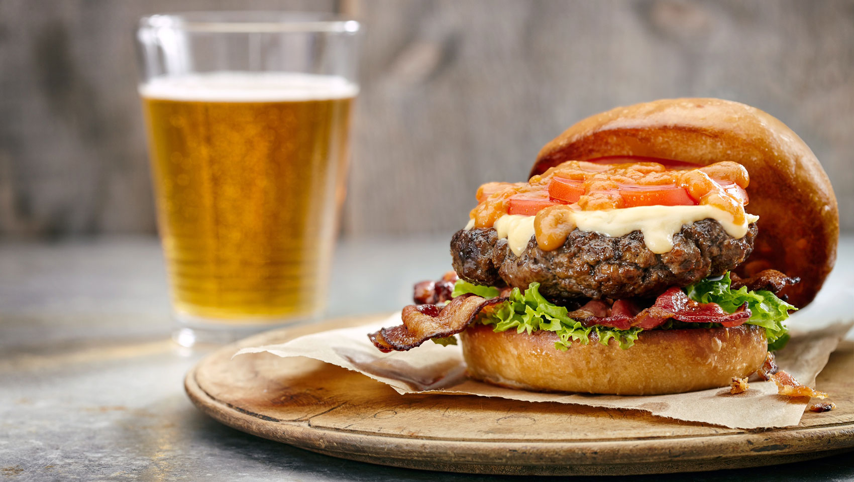 Cheeseburger and beer