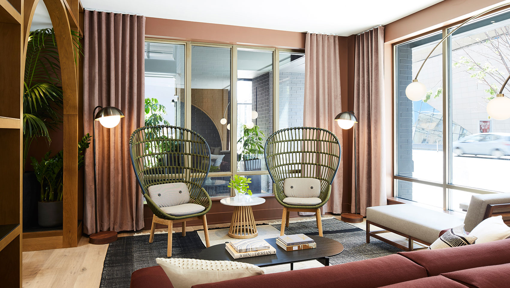 lobby with natural lighting and plants