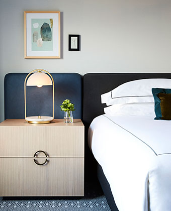 Guestroom bed, Nightstand